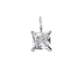 Elegant silver pendant featuring a large princess cut square zircon in a four-prong setting - 5*5mm / April White-Silver Color