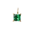 Minimalist square green gemstone pendant with four-prong setting in golden finish - 5*5mm / May Green - Gold