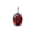 Pendentif en argent élégant avec un grand oxyde de zirconium rouge foncé de forme ovale - Rouge de Janvier (Ton Argent)