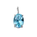 Pendentif en zircon ovale bleu clair avec monture argentée à quatre griffes pour collier - Bleu Clair de Mars (Ton Argent)