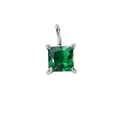 Minimalist silver pendant featuring a square princess cut emerald green stone - 5*5mm / May Green-Silver Color
