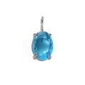 Pendentif zircon ovale bleu ciel avec serti à quatre griffes en argent poli - Bleu Lac de Décembre (Ton Argent)