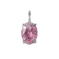 Pendentif en argent avec zircon rose ovale serti à quatre griffes pour colliers élégants - Rose d'Octobre (Ton Argent)