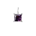 Elegant purple princess cut gemstone earring with silver four-prong setting - 5*5mm / June Purple-Silver Color