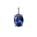 Élégant pendentif en zircon bleu profond avec monture argentée à quatre griffes - Bleu Royal de Septembre (Ton Argent)