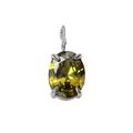 Pendentif élégant en argent avec zircon vert olive de taille ovale dans une monture à griffes - Vert Clair d'Août (Ton Argent)