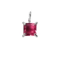 Minimalist square rose red gemstone pendant with silver four-claw setting - 5*5mm / Jul Ruby (Silver)