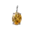 Élégant pendentif en argent avec un zircon jaune ovale facetté et serti à quatre griffes - Jaune Clair de Novembre (Ton Argent)