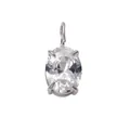 Pendentif en zircon ovale sur monture argentée avec design classique à 4 griffes - Blanc d'Avril (Ton Argent)