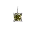 Olive green princess cut square gemstone pendant with elegant silver four-prong setting - 5*5mm / Aug Peridot (Silver)