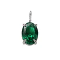 Pendentif élégant en zircon vert ovale avec sertissage à quatre griffes en argent pur - Vert de Mai (Ton Argent)