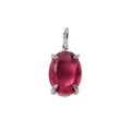 Pendentif élégant en argent avec un grand zircon rouge rose ovale serti à quatre griffes - Rouge Rose de Juillet (Ton Argent)
