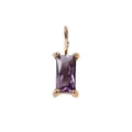 Golden rectangle pendant with purple zircon gemstone and stainless steel bail for jewelry - 6*8mm / June Purple - Gold