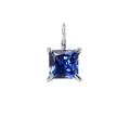 Princess cut deep blue sapphire pendant in silver four-prong setting for necklace - 5*5mm / September Sapphire-Silver Color