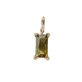 Rectangular olive green gemstone charm with gold-plated four-prong setting - 6*8mm / August Light Green (Peridot Color) / 1 Piece / Gold