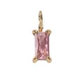 Gold-plated rectangular pendant with pink zircon stone for DIY jewelry making - 6*8mm / October Pink / 1 Piece / Gold