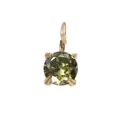 Elegant 18K gold S-hook pendant with round olive green gemstone and four-prong setting - 5*5mm / August Light Green - Gold - 1 Piece