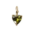 Golden heart pendant with olive green zircon stone for DIY jewelry making and necklaces - August Light Green (Peridot) / 1 Piece Pack (5*5mm) / Gold