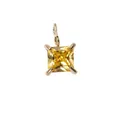 Elegant gold pendant featuring a square yellow princess cut gemstone in 4-prong setting - 5*5mm (Pendant Only - Without Chain) / Gold (November Light Yellow)