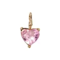 Pink heart-shaped zircon pendant in 18K gold-plated setting for DIY jewelry making - October Pink (Tourmaline) / 1 Piece Pack (5*5mm) / Gold