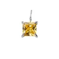 Elegant princess-cut yellow gemstone pendant with silver four-prong setting - 5*5mm / November Jonquil-Silver Color