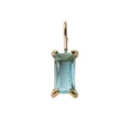 Rectangular light blue zircon pendant in golden stainless steel for necklaces - 6*8mm / December Lake Blue (Blue Topaz/Zircon Color) / 1 Piece / Gold