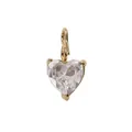 Golden heart-shaped charm with clear zircon stone for DIY jewelry making - April White Zirconia Heart (YPS3016) / 1 Piece / Gold / 5*5mm