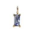 Rectangular blue zircon pendant in 18k gold plated stainless steel with a four-claw setting - 6*8mm / September Royal Blue (Sapphire Color) / 1 Piece / Gold