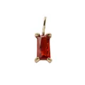 Rectangular red zircon pendant with a minimalist gold plated four-claw setting - 6*8mm / January Red - Gold