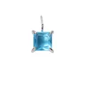 Elegant princess cut light blue topaz pendant set in a minimalist silver four-claw mount - 5*5mm / Dec Lake Blue (Silver)