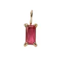 Rectangular fuchsia gemstone pendant with gold four-prong setting and minimalist bail - 6*8mm / July Rose Red - Gold