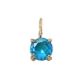 Elegant gold pendant featuring a round faceted blue gemstone in a four-prong setting - 5*5mm / December Lake Blue - Gold - 1 Piece