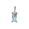 Rectangle light blue zircon pendant in silver-tone stainless steel setting - 6*8mm / March Light Blue-Silver Color
