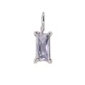 Rectangle light purple zircon pendant with silver leverback earring hook in stainless steel - 6*8mm / February Violet-Silver Color