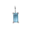 Rectangle light blue gemstone pendant in silver-tone stainless steel setting - 6*8mm / Dec Lake Blue (Silver)