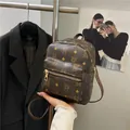 Mini-Rucksack aus braunem PU-Leder mit Vintage-Bärendruck und goldenen Reißverschlüssen - Braun