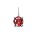 Orecchino a monachella in argento con zircone rosso rotondo incastonato a quattro griffe - 5*5mm / Gennaio Rosso - Argento (1 Pezzo)