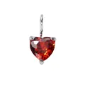 Ciondolo a cuore in acciaio inossidabile con zircone rosso per creazione gioielli - Gennaio Rosso-Argento / 5*5mm