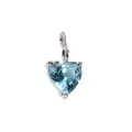 Blue heart-shaped zircon pendant with silver three-prong setting and curved bail - March Light Blue-Silver Color / 5*5mm