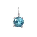 Light luxury silver pendant featuring a round-cut light blue gemstone in four-prong setting - 5*5mm / March Light Blue - Silver (1 Piece)