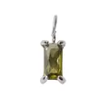 Rectangle olive green zircon pendant with silver four-prong setting for DIY jewelry - 6*8mm / August Light Green (Peridot Color) / 1 Piece / Silver