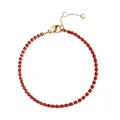 Bracciale tennis sottile in acciaio inossidabile dorato con pietre di zircone rosso - Oro-Gennaio Rosso