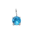 Blue round-cut gemstone pendant with silver four-prong setting and delicate metal loop - 5*5mm / Dec Lake Blue (Silver)