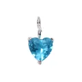 Light blue heart zirconia pendant with 18K gold stainless steel bail for necklaces - Pendant Only / 5x5mm (1 Piece) / December Turquoise Blue (Silver)