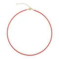 Collana tennis placcata in oro con scintillanti pietre di zircone rosso e chiusura a moschettone - Oro-Gennaio Rosso