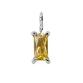 Rectangular lemon yellow zircon pendant with silver finish four-claw setting - 6*8mm / November Light Yellow (Citrine Color) / 1 Piece / Silver
