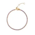 Schmales Edelstahl Tennisarmband mit hellvioletten Zirkonia in goldener Ausführung - Gold - Februar Dunkelviolett