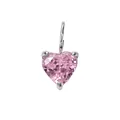 Pink heart-shaped zircon pendant with silver stainless steel finish for DIY jewelry - October Pink - Silver / 5*5mm