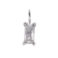 Rectangular clear zircon pendant with silver finish four-prong setting for DIY jewelry - 6*8mm / April White-Silver Color