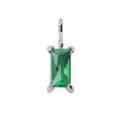 Minimalist silver pendant with emerald green rectangular zirconia in four-claw setting - 6*8mm / May Green-Silver Color